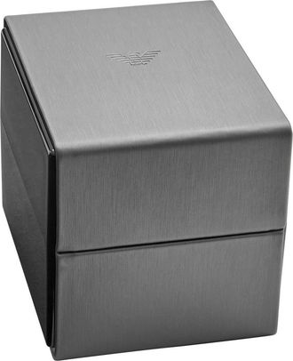 Emporio Armani Leather Strap Chronograph Watch, 46mm in Silver at Nordstrom Rack