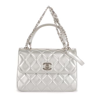 Chanel Pre-owned Womens Trendy Top Handle Small Shoulder Bag - Silver - One Size