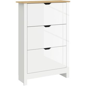 HOMCOM Homcom - 18-Shoe Storage Cabinet 6 Shelves 3 Drawers Tabletop High Gloss White