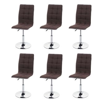 Hhg Hhg - Lote De 6 Sillas De Comedor 105, Silla De Cocina, Giratoria Regulable En Altura, Tela/textil Mvg, Marr&oacute;n
