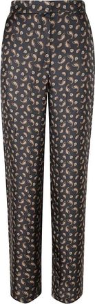 Max Mara Gedrukte Zijden Twill Broek - Dames - Straight fit broeken - Veelkleurig - 3XS - Broeken