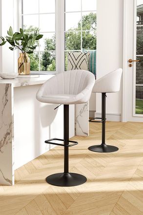 Living and Home 2 Set Swivel Breakfast Bar Stools in Beige