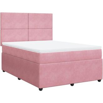 vidaXL Vidaxl - Cama Box Spring Con Colch&oacute;n Terciopelo Rosa 160x200 Cm