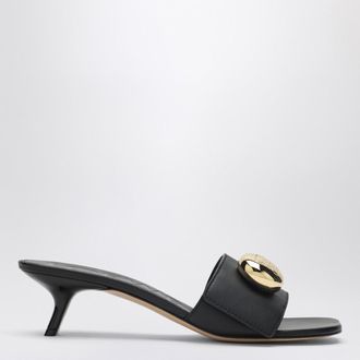 Loewe Slide Pebble in morbida pelle di vitello nera