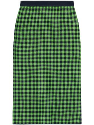 Guest In Residence Gingham Long Skirt with Solid Black Waistband