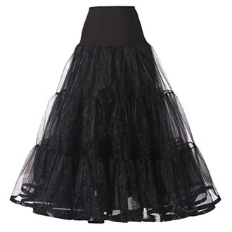 Generic Petticoat Skirts for Women Boneless A Hem Wedding Dress Long Tutu Support Underskirt Bridal Slip Formal(Black, One Size)