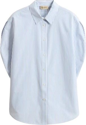 Woolrich Gestreept Poplin Blouse - Dames - Overhemden - Blauw - S - Katoen - Overhemden