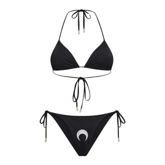 Marine Serre Bikinis, female, Black, Size: M Triangle Jersey Bikini Set