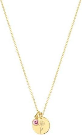 Set & Stones Lily Birth Flower and Birthstone Necklace in Gold /October at Nordstrom