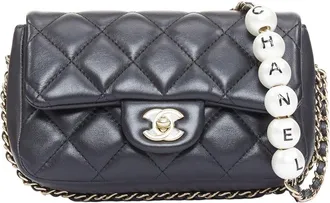 Chanel Black Lambskin My Precious Pearls Mini Flap Chain Bag (Authentic Pre- Loved)