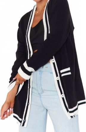Show me your Mumu Lambert Cardigan In Black Varsity Stripe