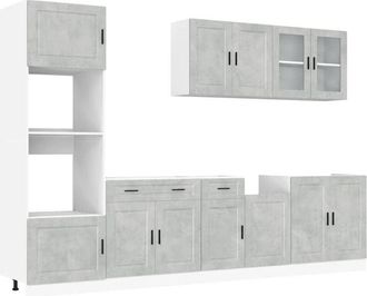 vidaXL Vidaxl - Mueble Cocina Kalmar Gris Hormig&oacute;n 7 Pzas Madera Contrachapada