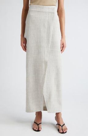 R&oacute;he Overlap Asymmetric Slub Maxi Skirt in Stone Melange at Nordstrom Rack, Size 10 Us / 42 Eu
