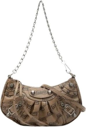 Balenciaga Pre-owned Shoulder Bags, female, Brown, Size: ONE SIZE Pre-owned BB Monogram Leather 2way Shoulder Bag