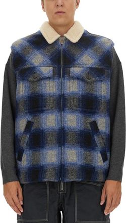 Isabel Marant Blue Check Sleeveless Jacket