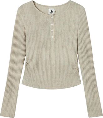 B+ab Top a coste con bottoni - Toni neutri