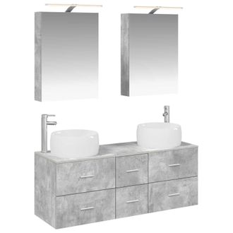 vidaXL Juego De Muebles De Ba&ntilde;o 5 Pcs Gris Hormig&oacute;n Vidaxl