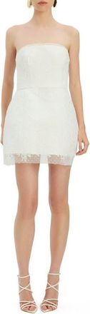 Bardot Franca Strapless Lace Minidress in Ivory at Nordstrom, Size 10