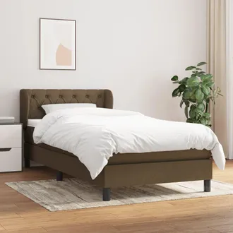 vidaXL Cama Box Spring Con Colch&oacute;n Tela Marr&oacute;n Oscuro 80x200 Cm Vidaxl