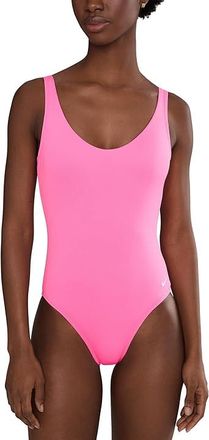 Nike Effortless Essential U- Back One Piece Womens Swimsuits One Piece Pink Glow : LG, Polyester/Spandex
