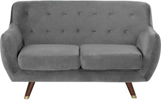 Beliani Beliani - Sof&aacute; 2 Plazas Gris Tapizado En Tela Respaldo Acolchado Abotonado Asiento Acolchado Patas De Madera Bodo