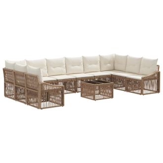 vidaXL Conjunto De Sof&aacute;s De Jard&iacute;n 11 Pcs Beige Rat&aacute;n Sint&eacute;tico Vidaxl