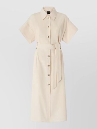 Pinko cotton short sleeve belted midi shirt dress