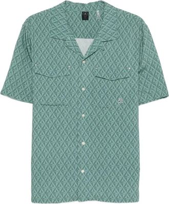 Moose Knuckles Overhemden, Heren, Groen, M, Short Sleeve Shirts