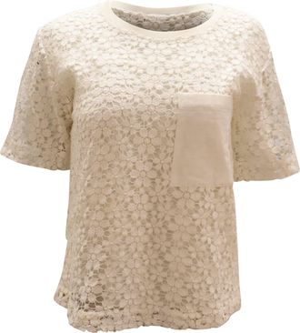 A.L.C. A. L.C. Floral Lace Top in White Cotton