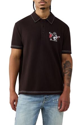 True Religion Buddha Graphic Polo in Ground Coffee at Nordstrom, Size Xxx-Large