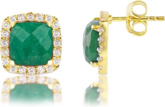 MAX + STONE 18k Gold Over Sterling Silver 4 Ct. Cushion Cut Gemstone Earrings