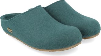 Haflinger Grizzly Michl Felt Slippers with Rubber Sole, pine green, 3 UK