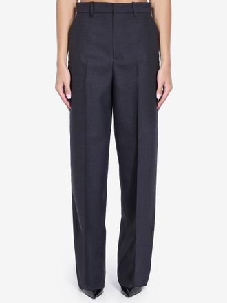 Gucci Donkergrijze Wollen Wijde Broek