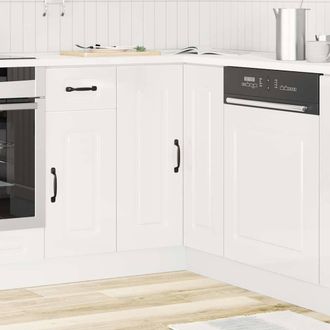 Berkfield Home Kitchen Corner Base Cabinet Kalmar High Gloss White Engineered Wood