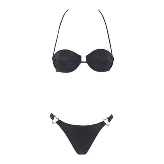 Rotate ROTATE Birger Christensen, Bikinis, female, Black, Size: S Soft Detailed Bikini Swimwear