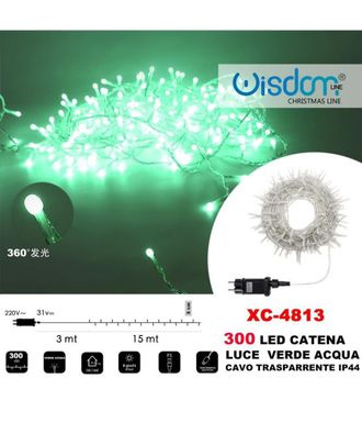 Trade Shop Trade Shop - Cadena De Luz 300 Led Luci&eacute;rnagas Luz Verde Agua Cable Transparente Xc-4813