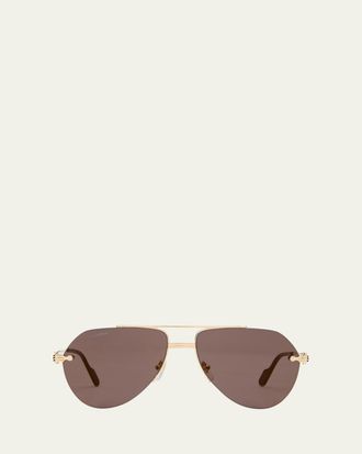 Cartier Mens Metal Aviator Sunglasses