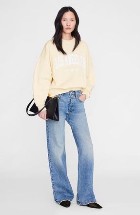 Anine Bing Miles Los Angeles University Sweatshirt in Butter Yellow at Nordstrom, Size X-Small