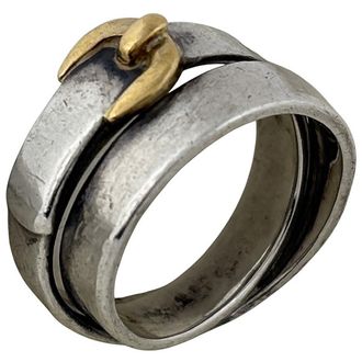 Herm&egrave;s Gold Silver Yellow Gold (18K) Silver 925 Band Ring (Pre-Owned)