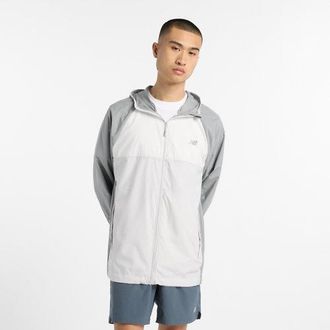 New Balance Mens Athletics Packable Jacket in Grey Polyester, size X-Large