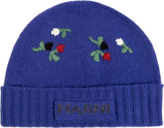 Marni Mutsen met borduursel - Heren - Hoeden - Blauw - M - Wol - Accessoires