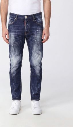 Dsquared2 Bro Straight Fit Distressed Cotton Denim Jeans