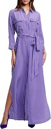 L'agence Cameron Maxi Shirt Dress In Pop Purple / White Stripe