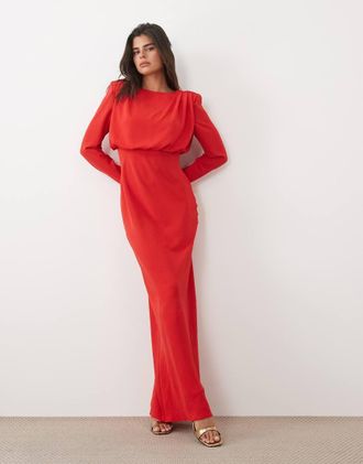 Asos abito maxi con maniche a pipistrello rosso