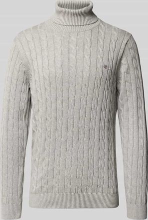 GANT Strickpullover mit gerippten Abschlüssen in Hellgrau, Größe XXXL