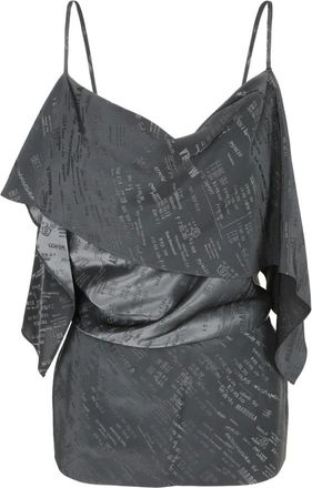 Maison Margiela Tops, Dames, Grijs, M, Rayon, Top met ruches en open rug