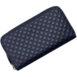 Gucci Pre-owned Vintage Lange Portemonnee (bi-fold) - unisex - Vintage Accessoires - Blauw - ONE Size - Leer - Vintage