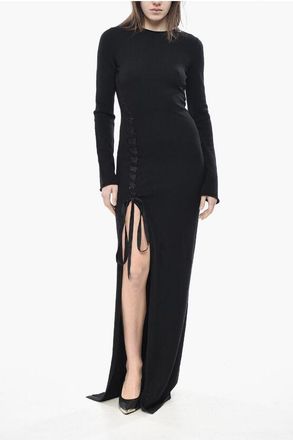 Saint Laurent Wool-Knit Dress with Lace-up Detail size Xs