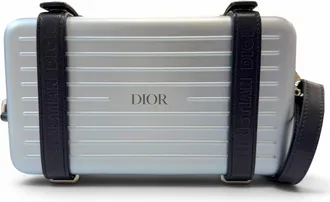 Dior Blue Navy Aluminum Leather Shoulder Bag (Pre-Owned)