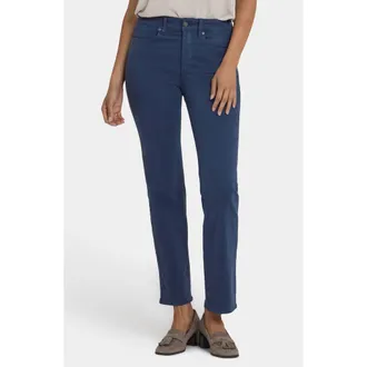 NYDJ Marilyn High Waist Straight Leg Jeans in Vintage Navy at Nordstrom, Size 4